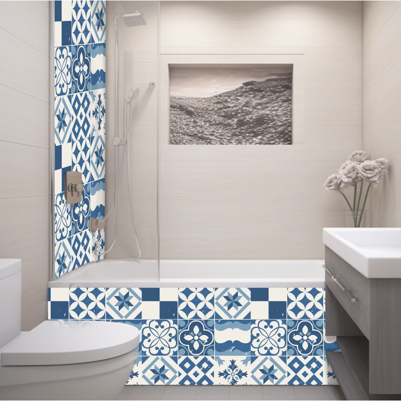 Crédence Salle de bain carreaux à motifs géométriques