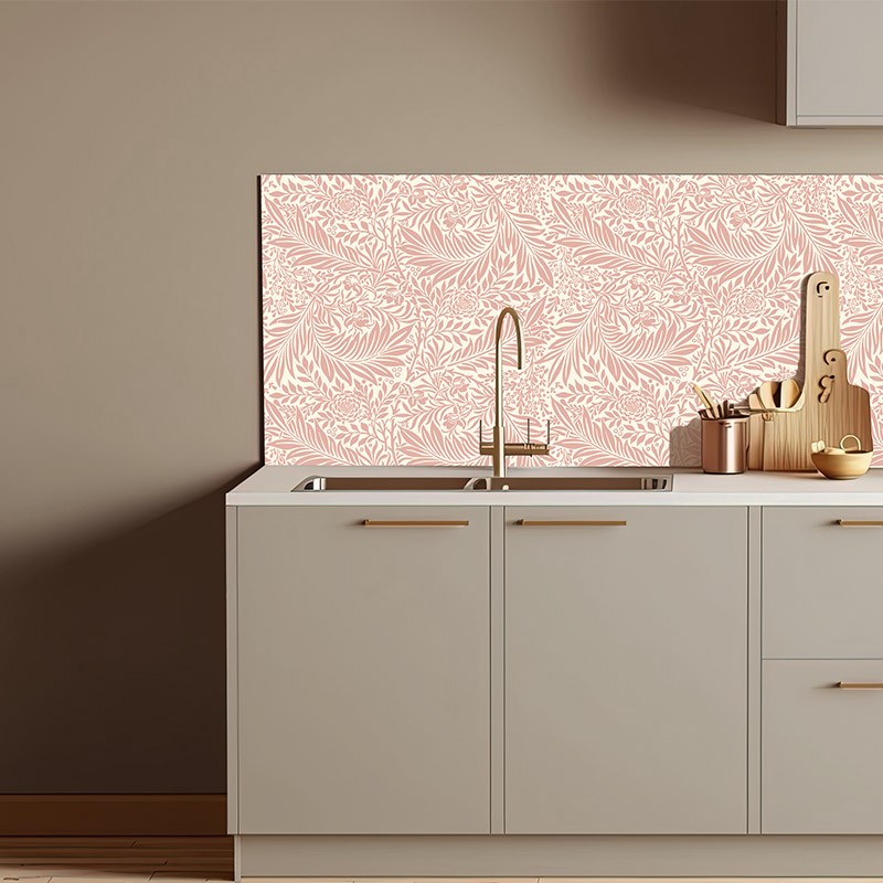 Crédence Cuisine floral couleur unie